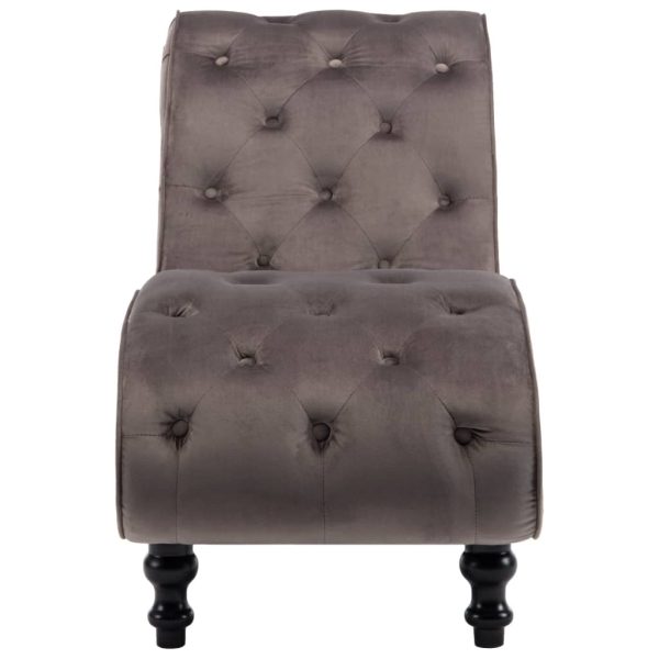 Chaise longue em veludo cinzento - Image 3