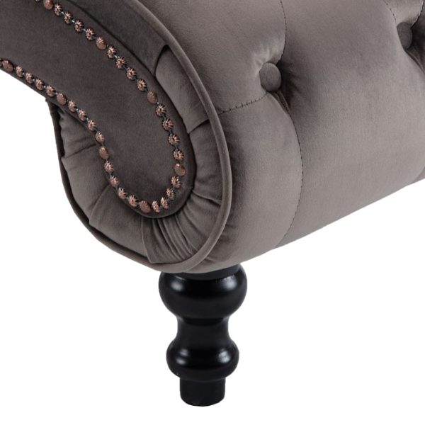 Chaise longue em veludo cinzento - Image 6