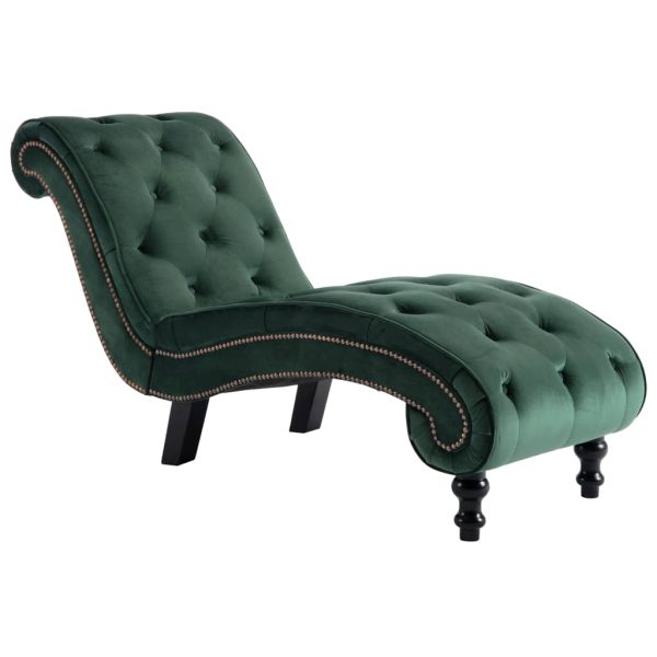 Chaise longue em veludo verde - Image 2