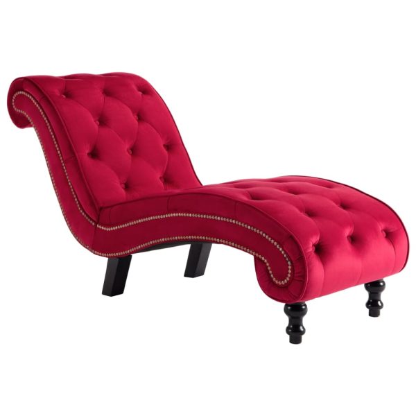 Chaise longue em veludo vermelho - Image 2