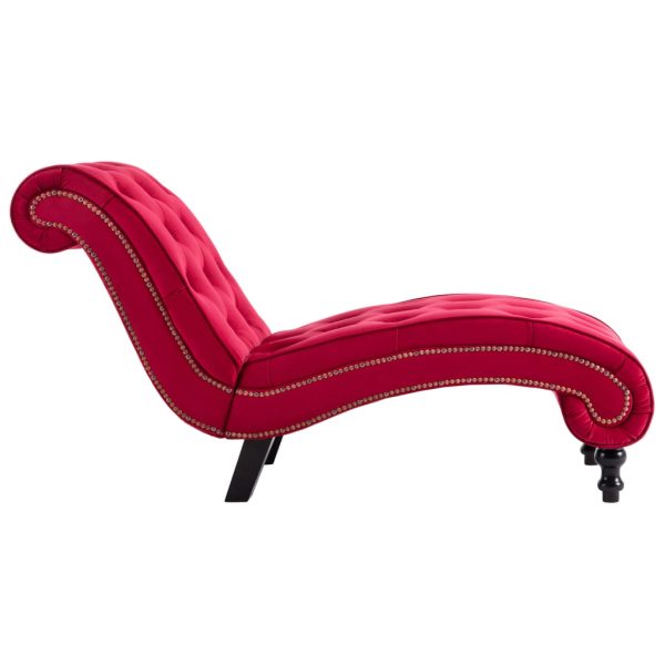 Chaise longue em veludo vermelho - Image 4