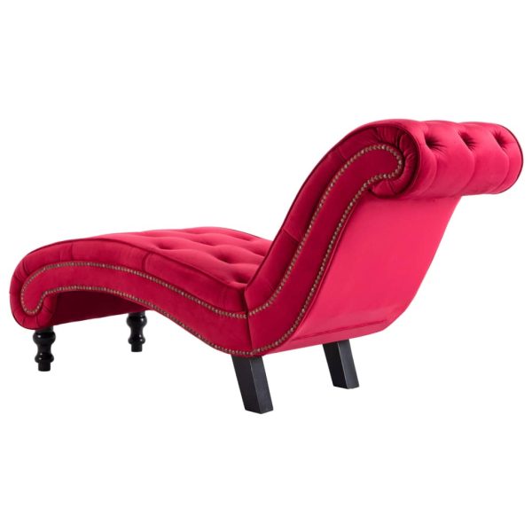 Chaise longue em veludo vermelho - Image 5