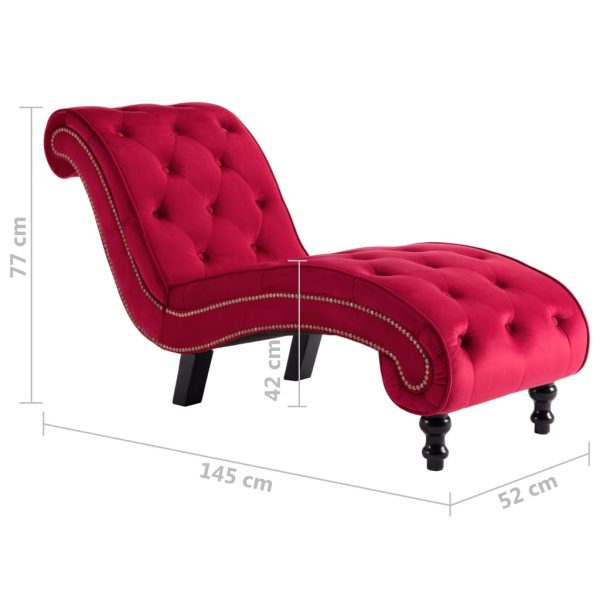 Chaise longue em veludo vermelho - Image 8