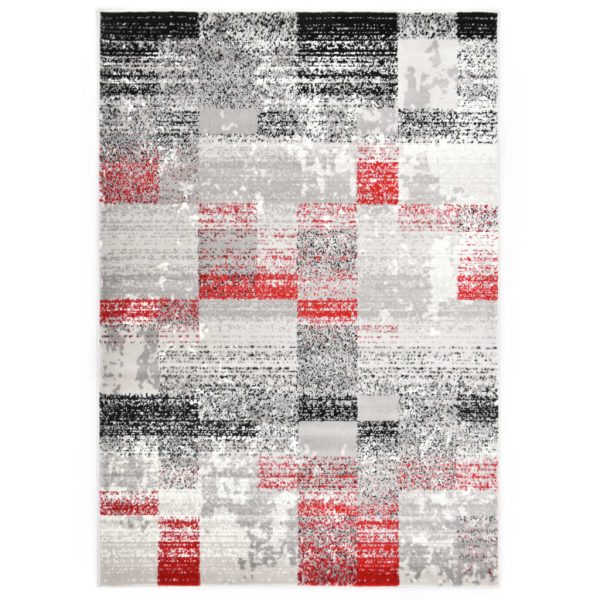 Tapete 80x150 cm PP cinzento e vermelho