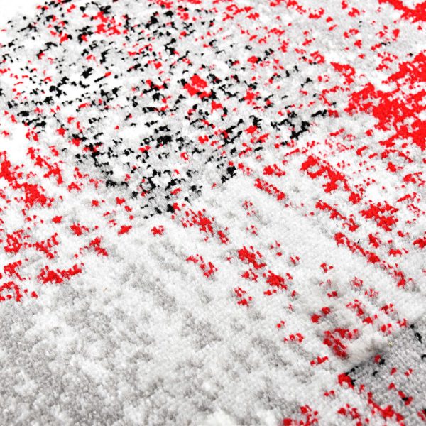 Tapete 80x150 cm PP cinzento e vermelho - Image 4
