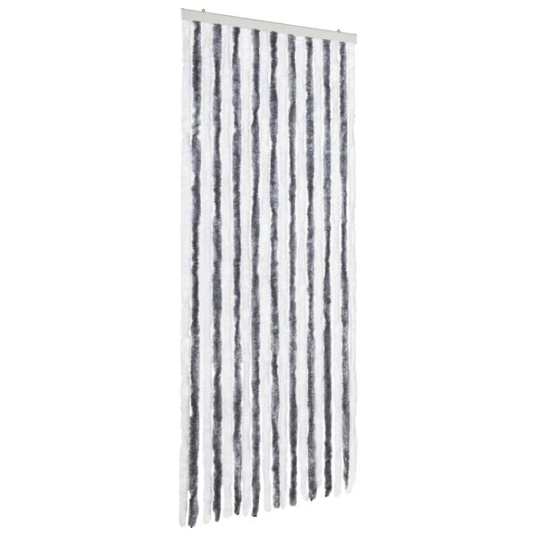 Cortina anti-insetos 56x185 cm chenille cinzento e branco - Image 2
