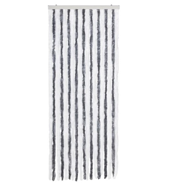 Cortina anti-insetos 56x185 cm chenille cinzento e branco - Image 3