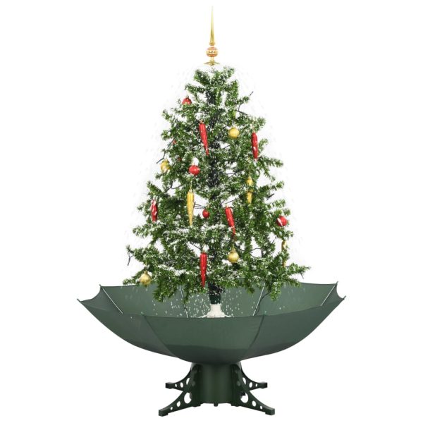 Árvore de Natal com neve base formato guarda-chuva 140 cm verde - Image 2