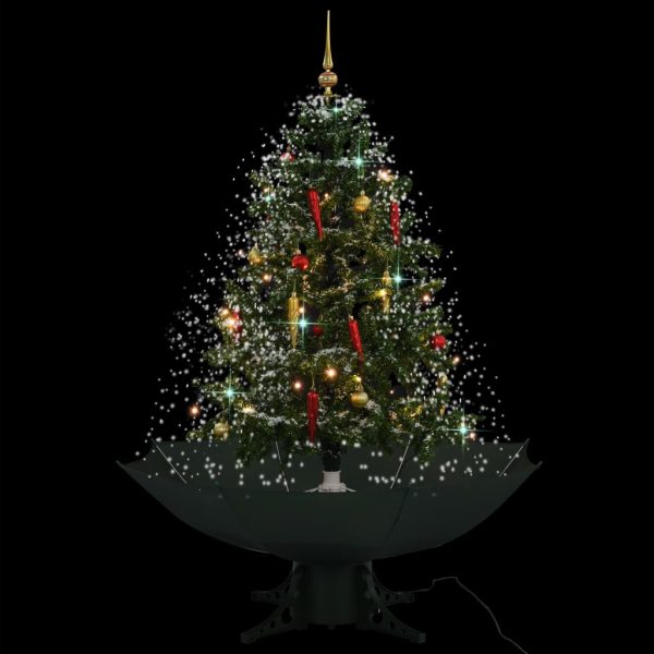 Árvore de Natal com neve base formato guarda-chuva 140 cm verde - Image 3