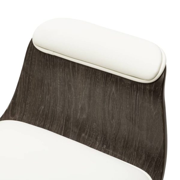 Cadeira de escritório madeira curvada e couro artificial branco - Image 6