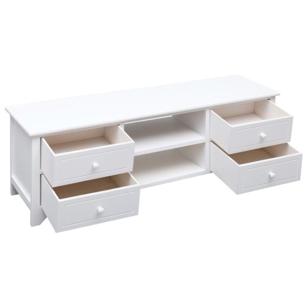 vidaXL Móvel de TV 115x30x40 cm madeira de paulownia branco - Image 3