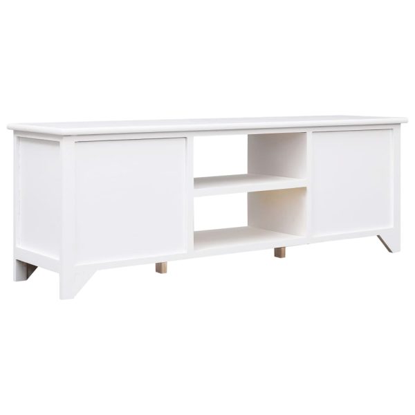 vidaXL Móvel de TV 115x30x40 cm madeira de paulownia branco - Image 4