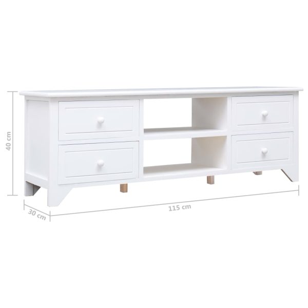vidaXL Móvel de TV 115x30x40 cm madeira de paulownia branco - Image 8