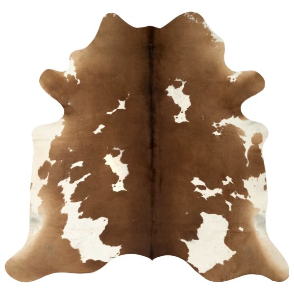 Tapete em pele de vaca genuína 150x170 cm castanho e branco - Image 2