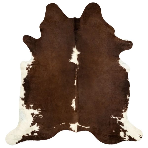 Tapete em pele de vaca genuína 150x170 cm castanho e branco - Image 6