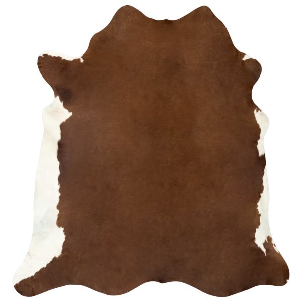 Tapete em pele de vaca genuína 150x170 cm castanho e branco - Image 7