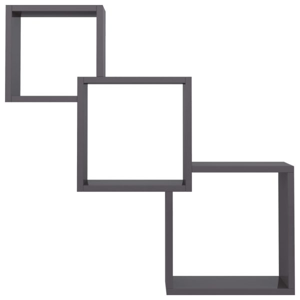 Prateleiras parede cubos 68x15x68cm contrap. preto brilhante - Image 4