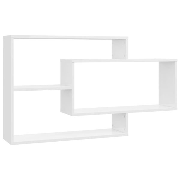 Prateleiras parede 104x20x58,5cm contraplacado branco brilhante - Image 2
