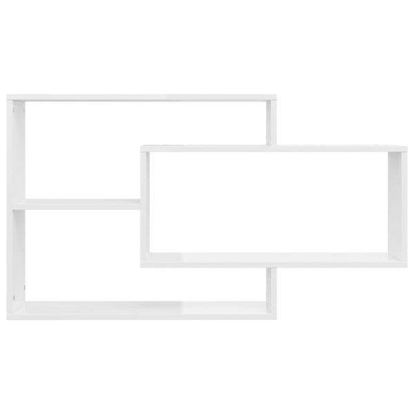 Prateleiras parede 104x20x58,5cm contraplacado branco brilhante - Image 4
