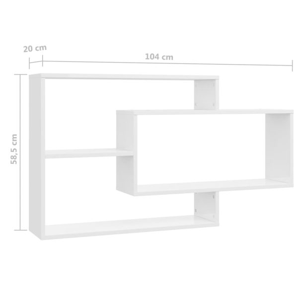 Prateleiras parede 104x20x58,5cm contraplacado branco brilhante - Image 6