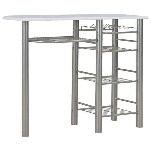 3 pcs conjunto de bar com prateleiras de madeira e aço branco - Image 3