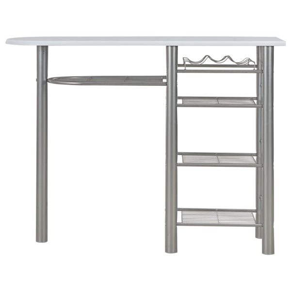 3 pcs conjunto de bar com prateleiras de madeira e aço branco - Image 4