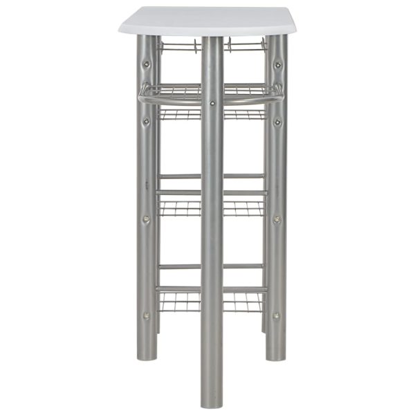 3 pcs conjunto de bar com prateleiras de madeira e aço branco - Image 5