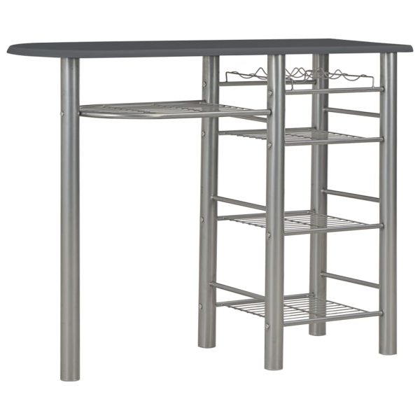 3 pcs conjunto de bar com prateleiras madeira e aço preto - Image 2