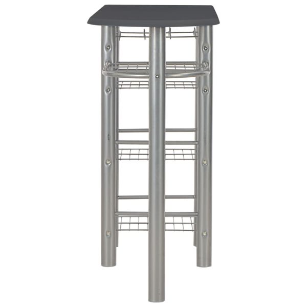 3 pcs conjunto de bar com prateleiras madeira e aço preto - Image 4