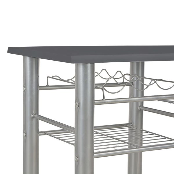 3 pcs conjunto de bar com prateleiras madeira e aço preto - Image 5