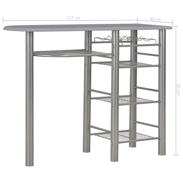 3 pcs conjunto de bar com prateleiras madeira e aço cinzento - Image 11
