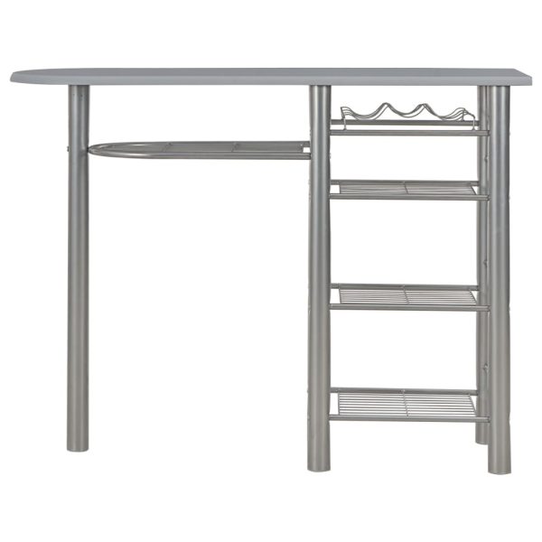 3 pcs conjunto de bar com prateleiras madeira e aço cinzento - Image 3