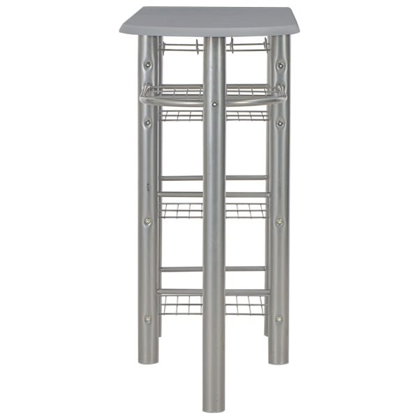 3 pcs conjunto de bar com prateleiras madeira e aço cinzento - Image 4