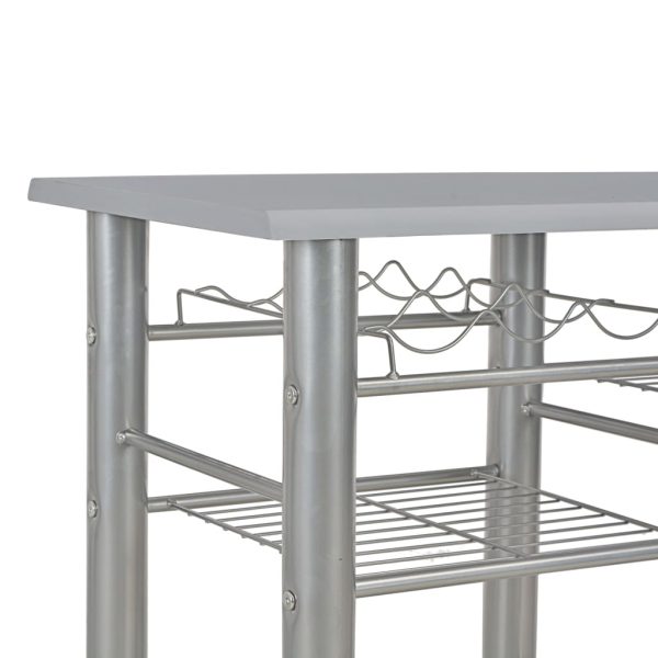 3 pcs conjunto de bar com prateleiras madeira e aço cinzento - Image 5