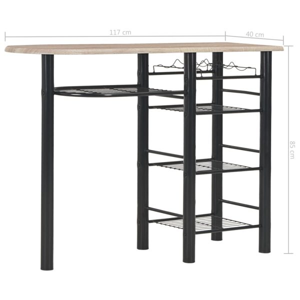 3 pcs conjunto de bar com prateleiras madeira e aço - Image 11