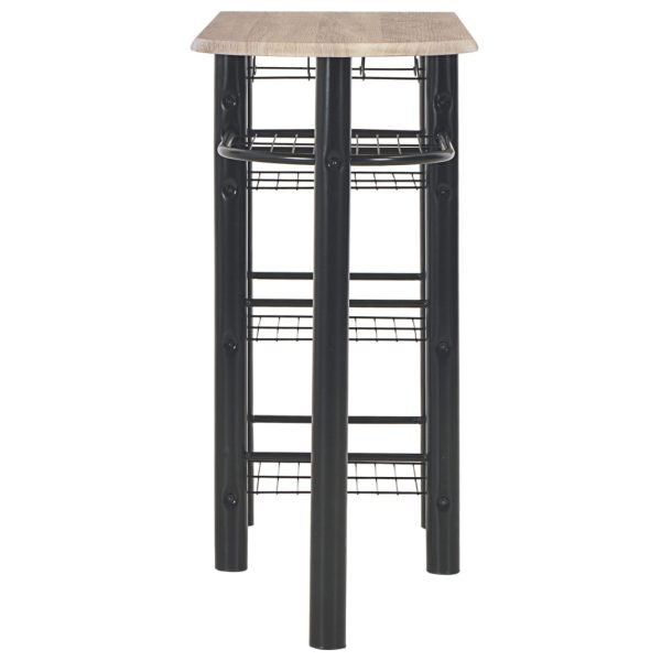 3 pcs conjunto de bar com prateleiras madeira e aço - Image 4