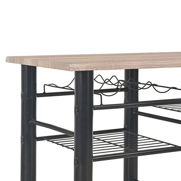 3 pcs conjunto de bar com prateleiras madeira e aço - Image 5