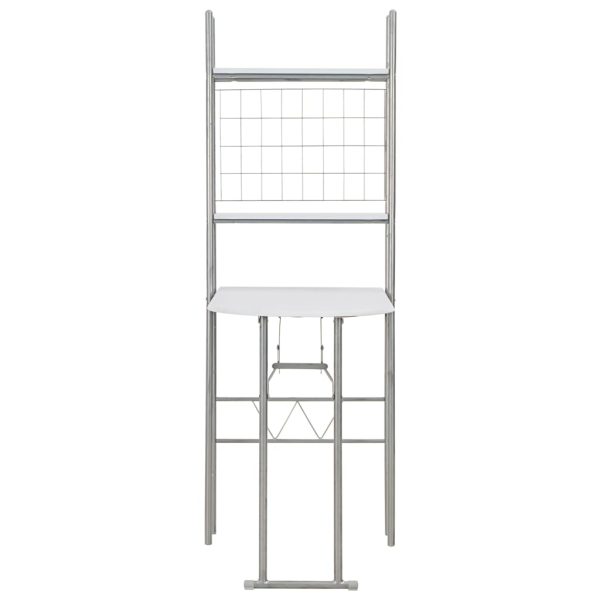 3 pcs conjunto jantar dobrável com prateleira MDF e aço branco - Image 6
