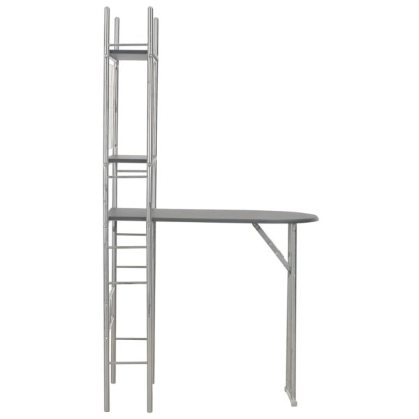 3 pcs conjunto jantar dobrável com prateleira MDF e aço preto - Image 5