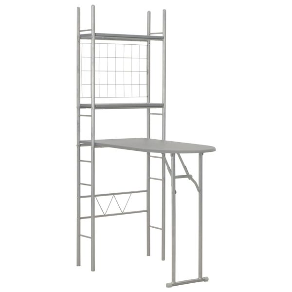 3 pcs conjunto jantar dobrável c/ prateleira MDF e aço cinzento - Image 3