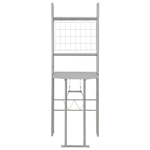 3 pcs conjunto jantar dobrável c/ prateleira MDF e aço cinzento - Image 6