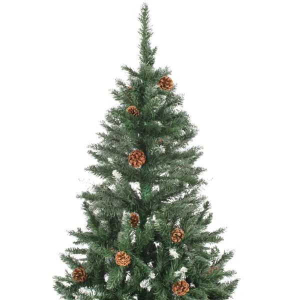 Árvore de Natal artificial com pinhas e brilho branco 150 cm - Image 3