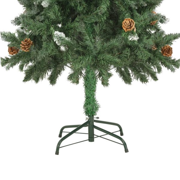Árvore de Natal artificial com pinhas e brilho branco 150 cm - Image 6