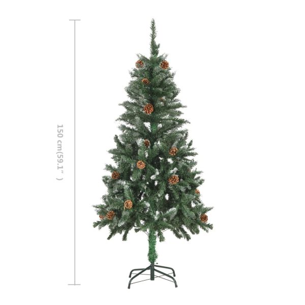 Árvore de Natal artificial com pinhas e brilho branco 150 cm - Image 7