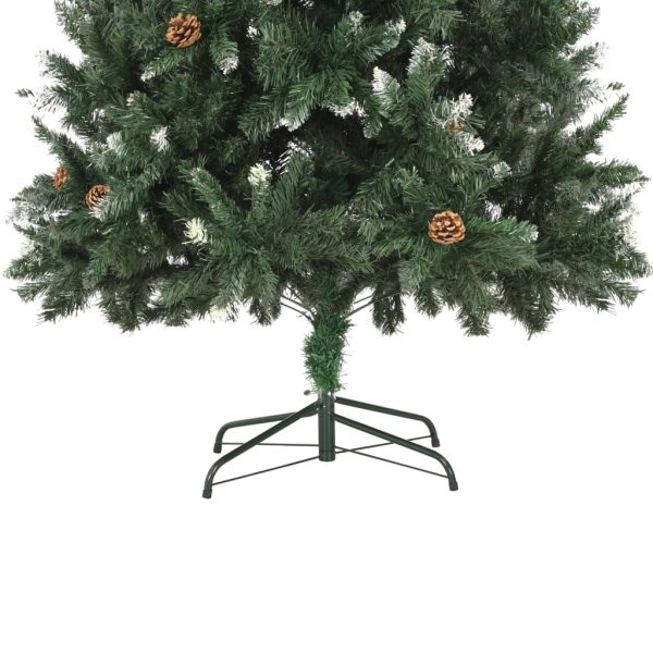 Árvore de Natal artificial com pinhas e brilho branco 210 cm - Image 6