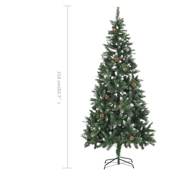 Árvore de Natal artificial com pinhas e brilho branco 210 cm - Image 7