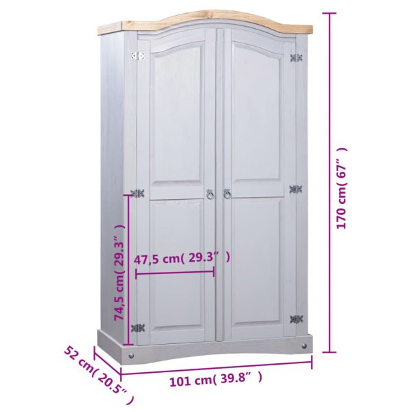 Roupeiro Corona Range pinho mexicano com 2 portas cinzento - Image 6