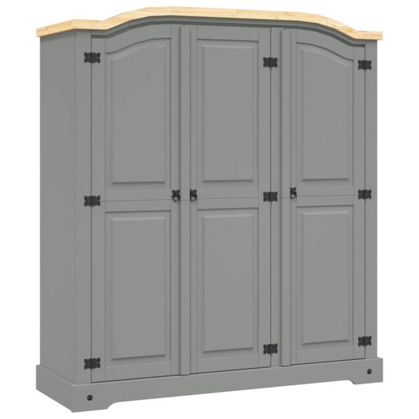 Roupeiro Corona Range pinho mexicano com 3 portas cinzento
