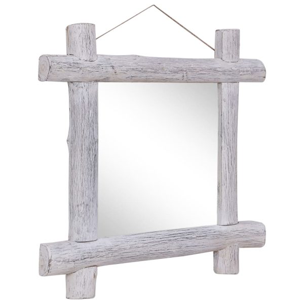 Espelho de troncos 70x70 cm madeira recuperada maciça branco - Image 2