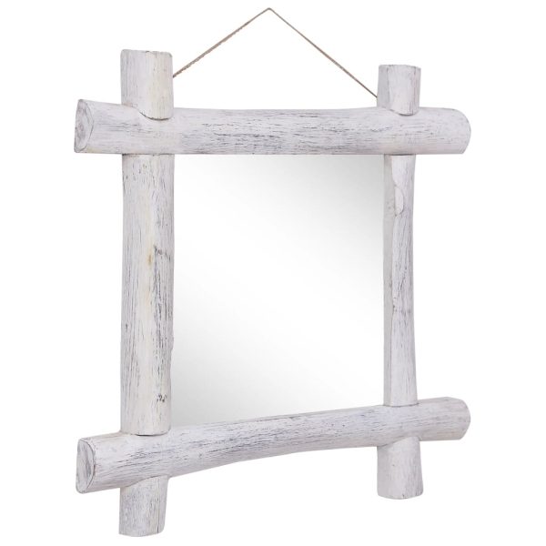 Espelho de troncos 70x70 cm madeira recuperada maciça branco - Image 3